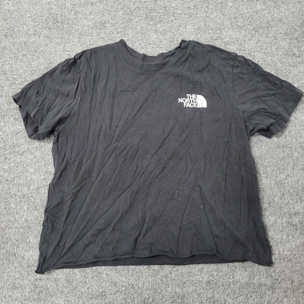 The North Face T-Shirt Womens Size M Black Crop Top Graphic Short Sleeve 93031